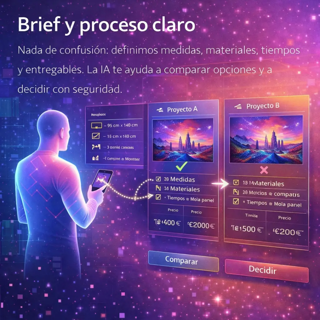 Brief artístico y proceso claro con hitos, materiales y tiempos definidos